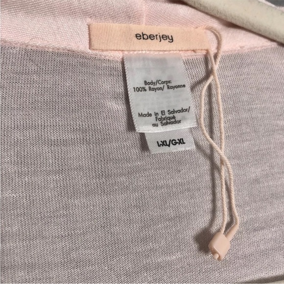 Eberjey Robe Womens L/XL Pale Pink Belted Soft Lightweight Short Kimono - Picture 2 of 10